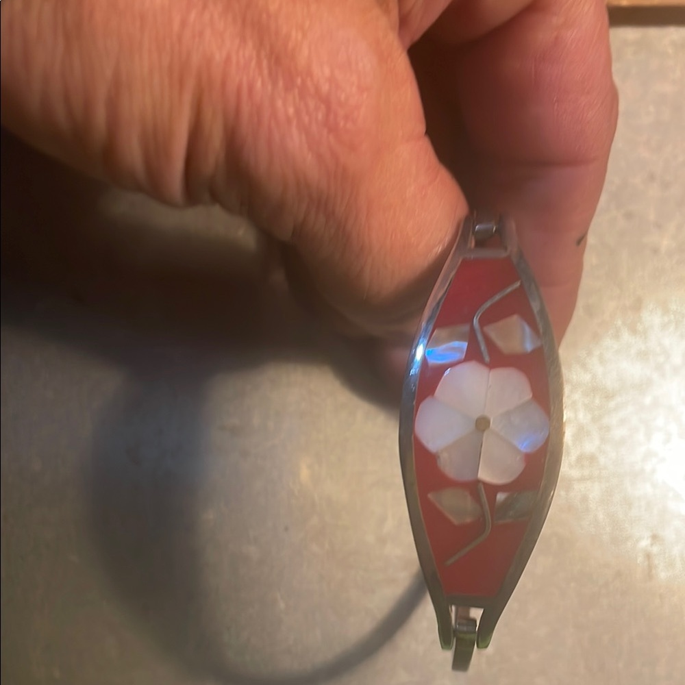 Red and White Floral Bracelet